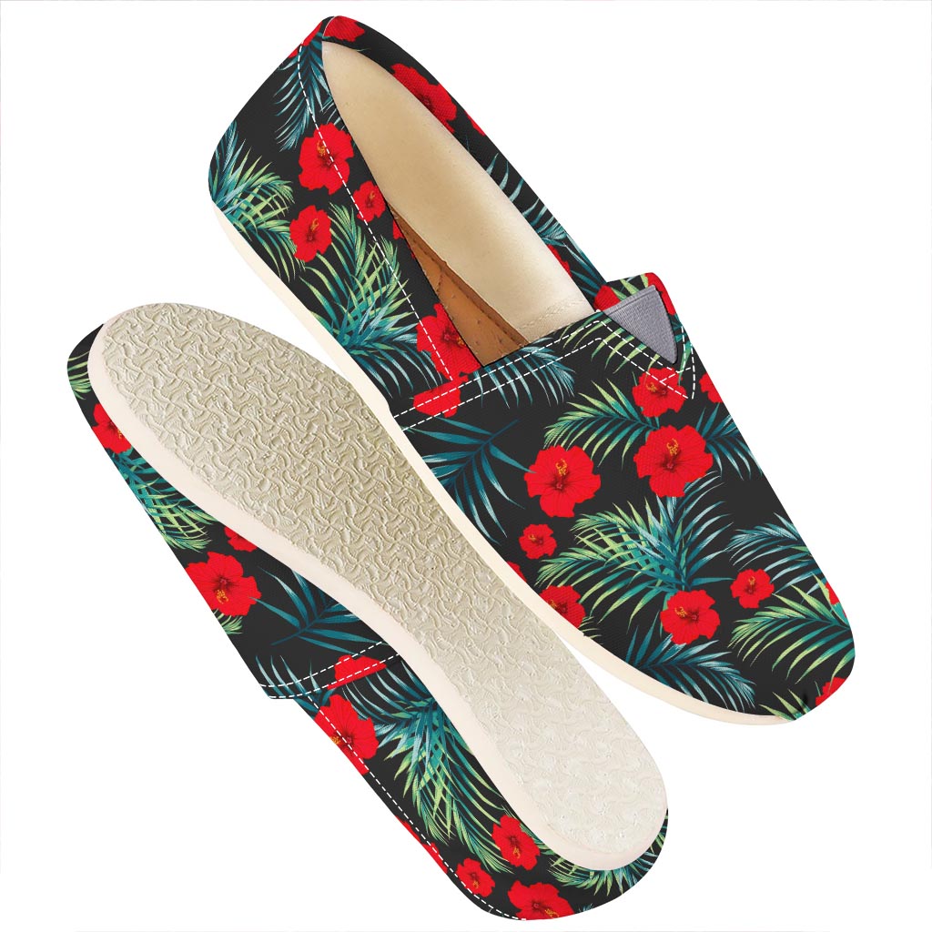 Tropical Hibiscus Leaves Pattern Print Casual Shoes