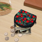 Tropical Hibiscus Leaves Pattern Print Coin Purse