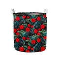 Tropical Hibiscus Leaves Pattern Print Collapsible Laundry Basket