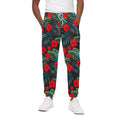 Tropical Hibiscus Leaves Pattern Print Cotton Sweatpants