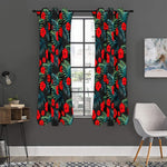 Tropical Hibiscus Leaves Pattern Print Curtain