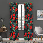 Tropical Hibiscus Leaves Pattern Print Curtain