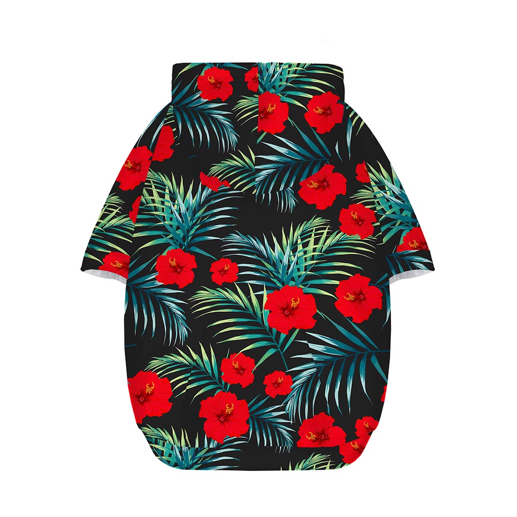 Tropical Hibiscus Leaves Pattern Print Dog Zip Up Hoodie