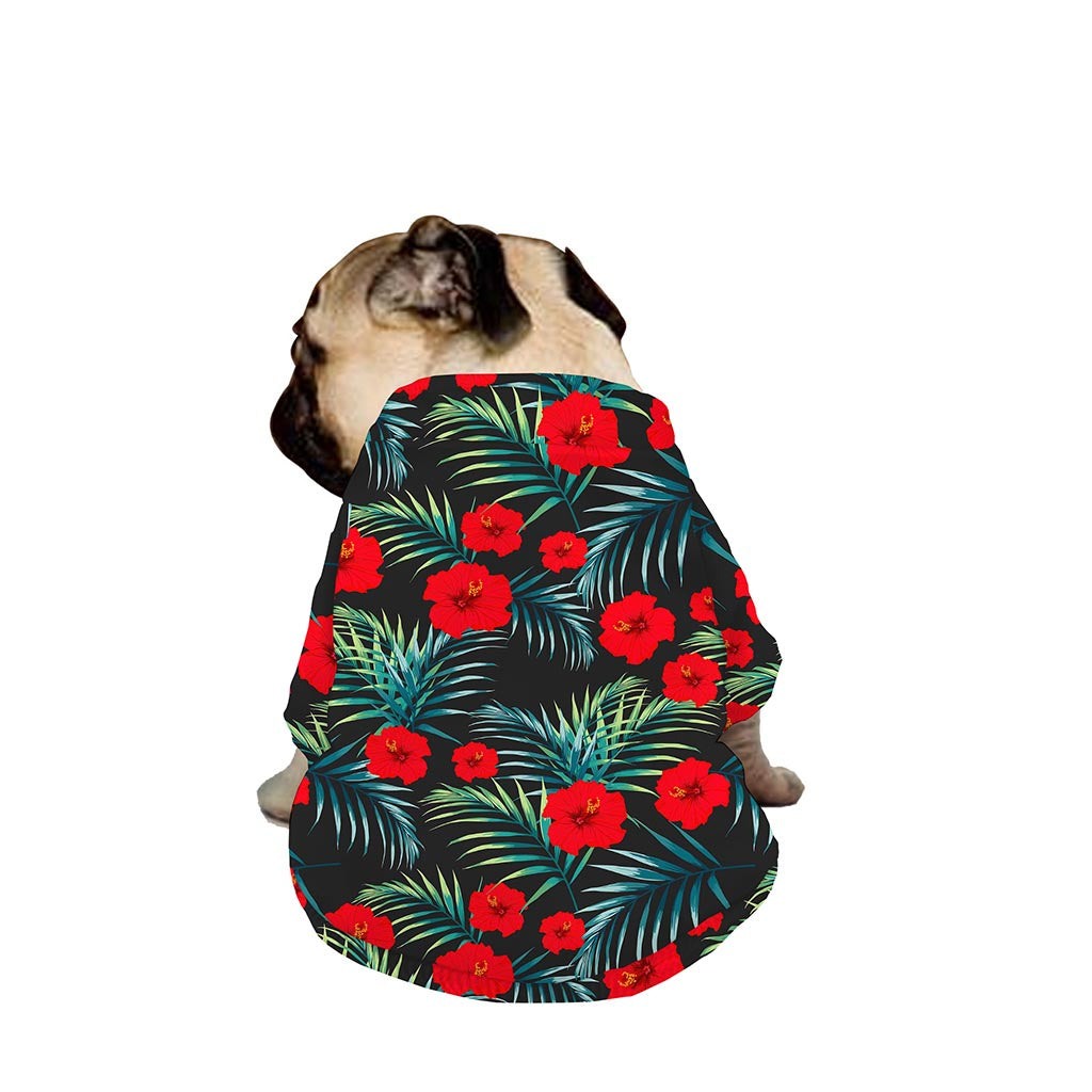 Tropical Hibiscus Leaves Pattern Print Dog Zip Up Jacket