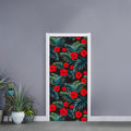 Tropical Hibiscus Leaves Pattern Print Door Sticker