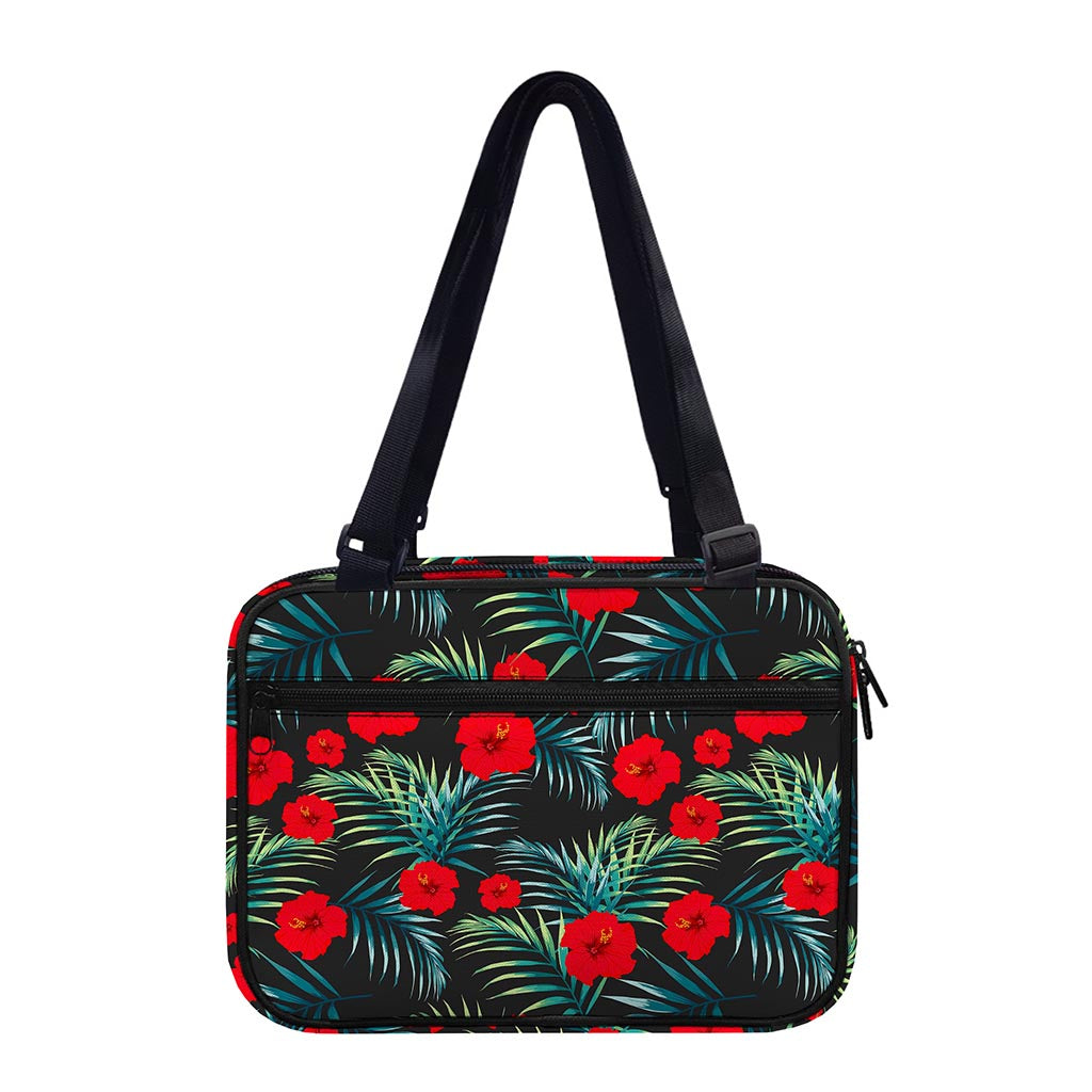 Tropical Hibiscus Leaves Pattern Print Double Strap Bible Bag