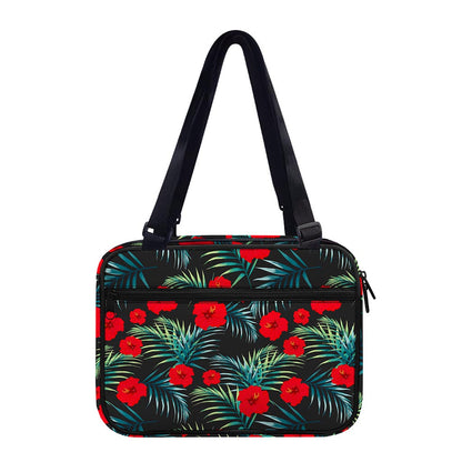 Tropical Hibiscus Leaves Pattern Print Double Strap Bible Bag
