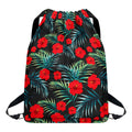 Tropical Hibiscus Leaves Pattern Print Drawstring Backpack