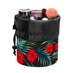Tropical Hibiscus Leaves Pattern Print Drawstring Makeup Bag