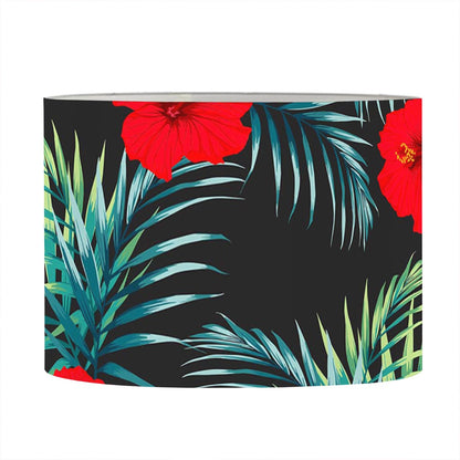 Tropical Hibiscus Leaves Pattern Print Drum Lamp Shade