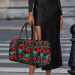 Tropical Hibiscus Leaves Pattern Print Duffle Bag
