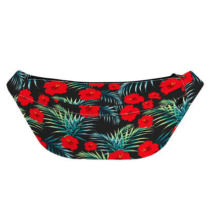 Tropical Hibiscus Leaves Pattern Print Fanny Pack