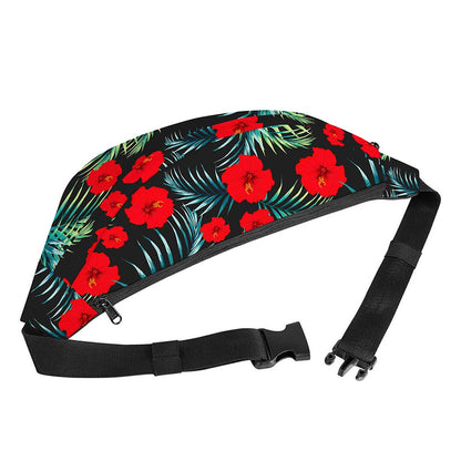 Tropical Hibiscus Leaves Pattern Print Fanny Pack