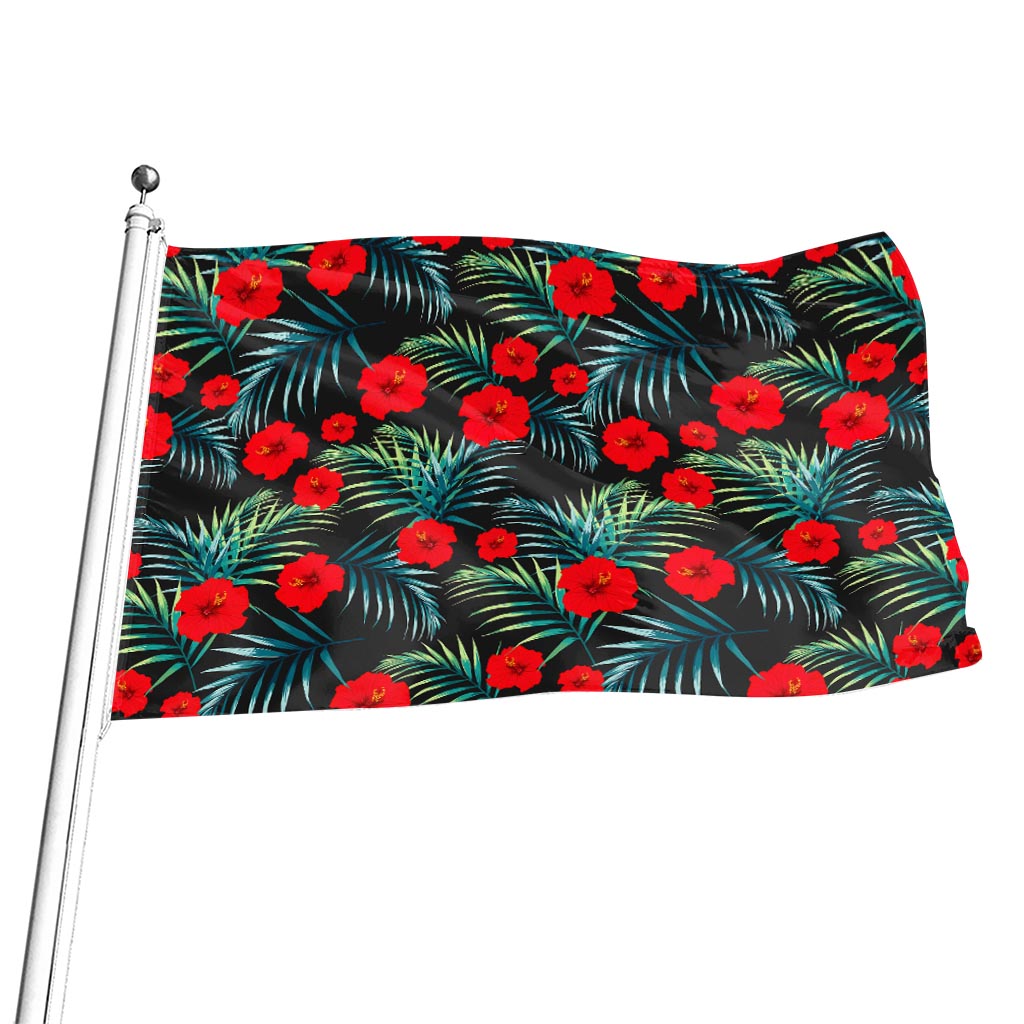 Tropical Hibiscus Leaves Pattern Print Flag