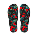 Tropical Hibiscus Leaves Pattern Print Flip Flops