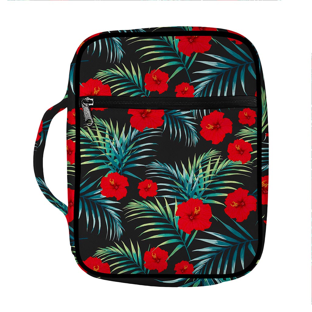 Tropical Hibiscus Leaves Pattern Print Front Pocket Bible Bag