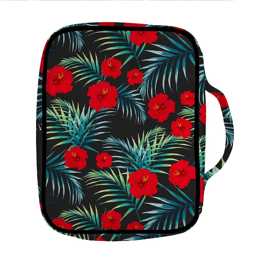 Tropical Hibiscus Leaves Pattern Print Front Pocket Bible Bag