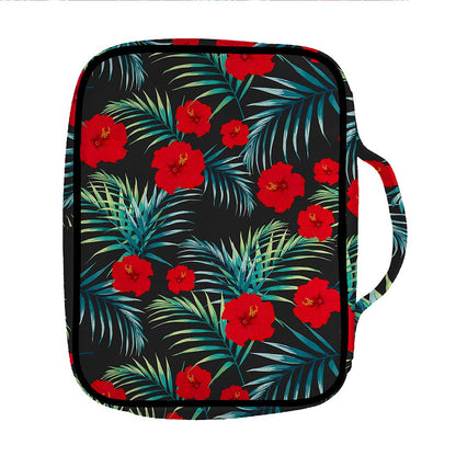 Tropical Hibiscus Leaves Pattern Print Front Pocket Bible Bag