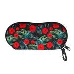 Tropical Hibiscus Leaves Pattern Print Glasses Case