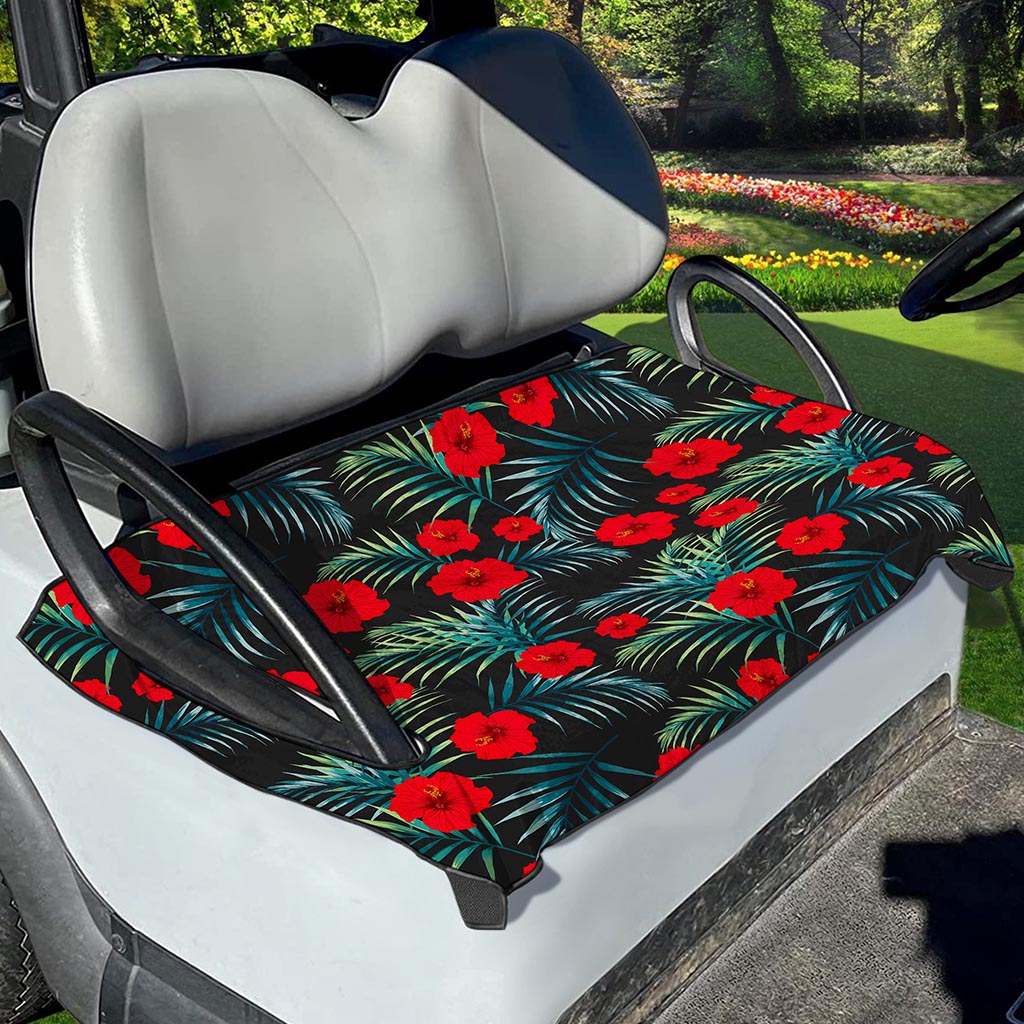 Tropical Hibiscus Leaves Pattern Print Golf Cart Seat Cover