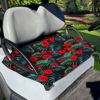 Tropical Hibiscus Leaves Pattern Print Golf Cart Seat Cover