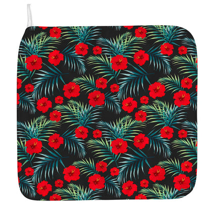 Tropical Hibiscus Leaves Pattern Print Hand Towel