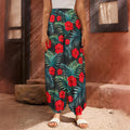 Tropical Hibiscus Leaves Pattern Print Harem Pants