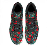 Tropical Hibiscus Leaves Pattern Print High Top Leather Sneakers