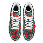Tropical Hibiscus Leaves Pattern Print High Top Leather Sneakers