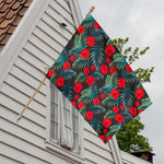 Tropical Hibiscus Leaves Pattern Print House Flag