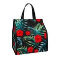 Tropical Hibiscus Leaves Pattern Print Insulated Lunch Tote