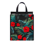 Tropical Hibiscus Leaves Pattern Print Insulated Lunch Tote