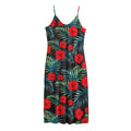 Tropical Hibiscus Leaves Pattern Print Jersey Midi Cami Dress