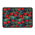 Tropical Hibiscus Leaves Pattern Print Kitchen Mat