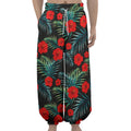 Tropical Hibiscus Leaves Pattern Print Lantern Pants
