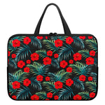 Tropical Hibiscus Leaves Pattern Print Laptop Sleeve With Handle