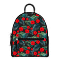 Tropical Hibiscus Leaves Pattern Print Leather Backpack