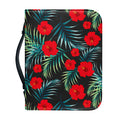 Tropical Hibiscus Leaves Pattern Print Leather Bible Cover