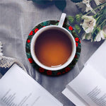 Tropical Hibiscus Leaves Pattern Print Leather Coaster Set