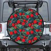 Tropical Hibiscus Leaves Pattern Print Leather Spare Tire Cover