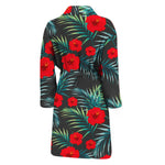 Tropical Hibiscus Leaves Pattern Print Men's Bathrobe