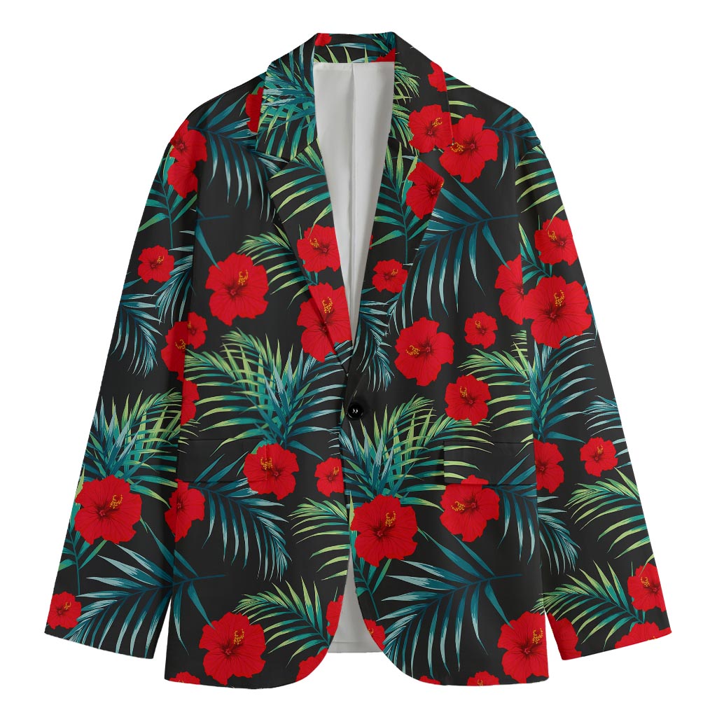 Tropical Hibiscus Leaves Pattern Print Men's Blazer