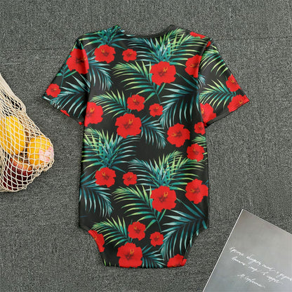 Tropical Hibiscus Leaves Pattern Print Men's Bodysuit
