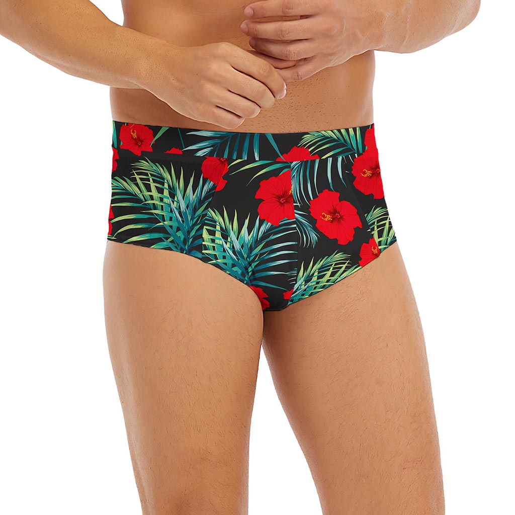 Tropical Hibiscus Leaves Pattern Print Men's Briefs