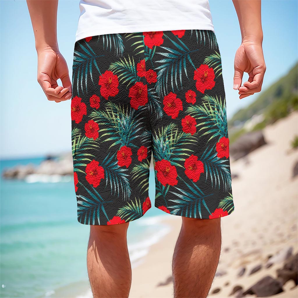 Tropical Hibiscus Leaves Pattern Print Men's Cargo Shorts