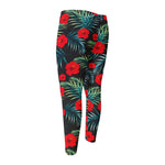 Tropical Hibiscus Leaves Pattern Print Men's Compression Pants
