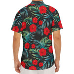Tropical Hibiscus Leaves Pattern Print Men's Deep V-Neck Shirt