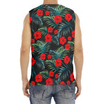 Tropical Hibiscus Leaves Pattern Print Men's Fitness Tank Top