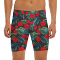 Tropical Hibiscus Leaves Pattern Print Men's Long Boxer Briefs