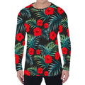 Tropical Hibiscus Leaves Pattern Print Men's Long Sleeve T-Shirt
